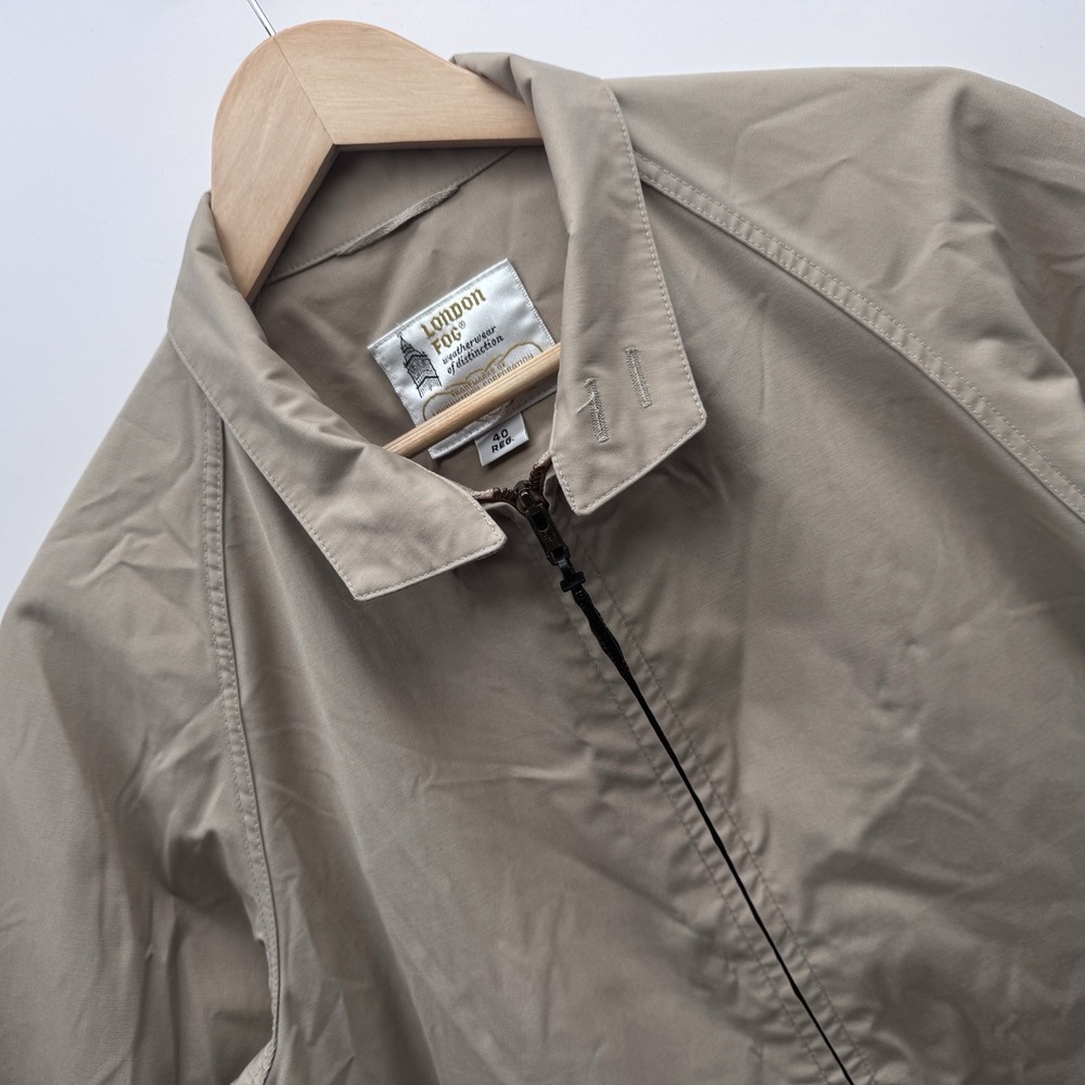 London Fog Mens 40 Regular Beige Lightweight Jacket Full Zip Pockets